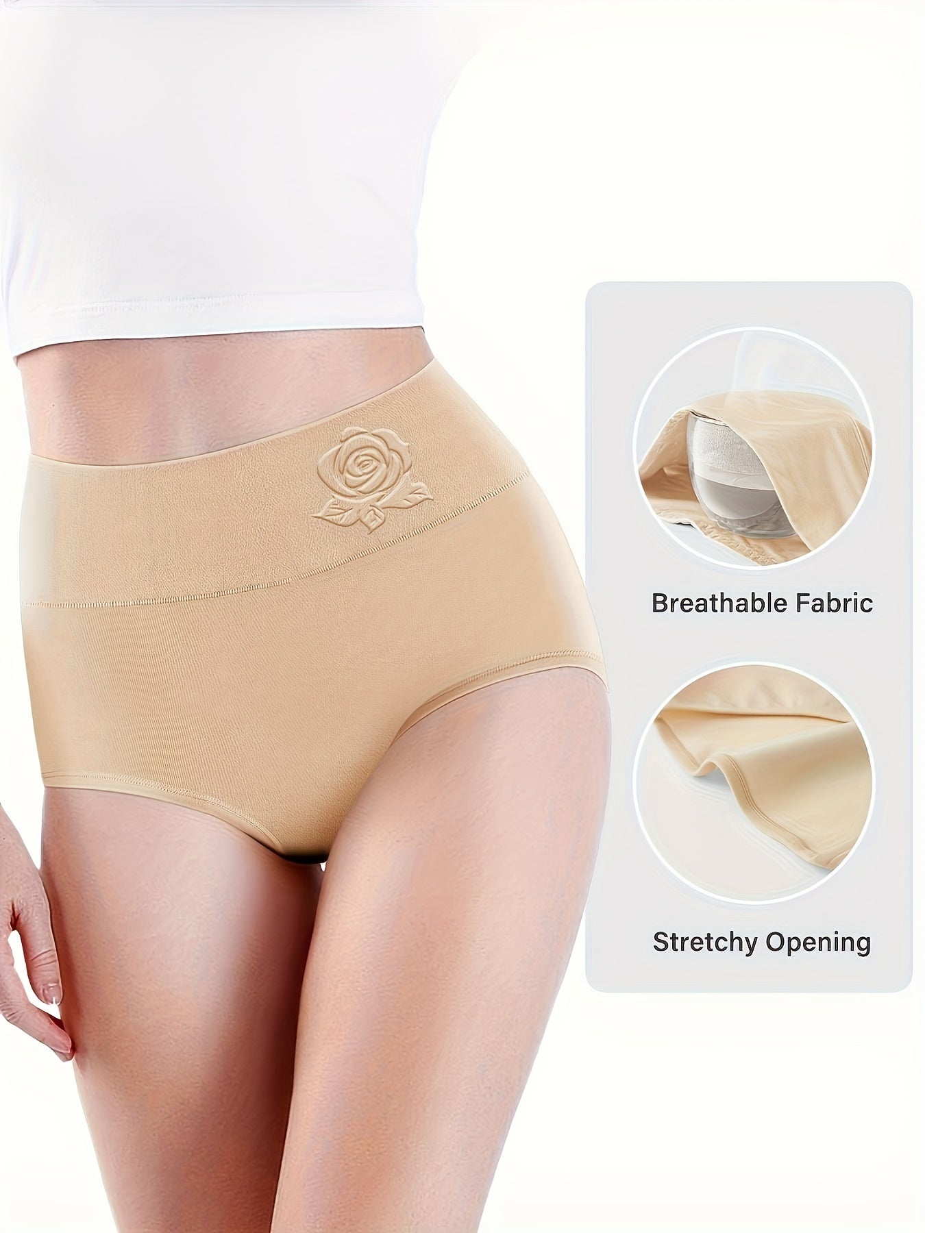 Ayollar uchun yuqori beldagi nazorat shalvarlari, bir rangda, qulay va nafas oladigan moslikni ta'minlaydi.