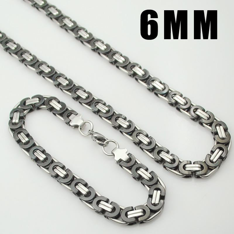 Модный египетский византийский плоский браслет и набор ожерелья, изготовленные из классической нержавеющей стали для мужчин.