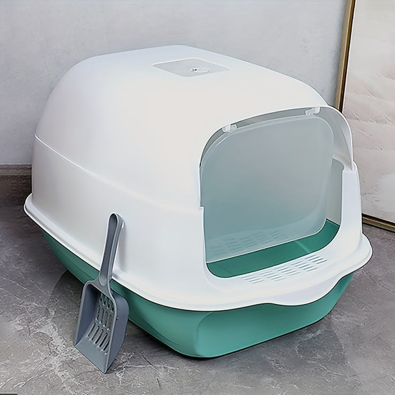 Yangi yopiq mushuk axlat qutisi, barcha mushuk tanalari uchun mo'ljallangan, hidni to'suvchi, suyuqlik o'tkazmaydigan, suzishdan himoyalangan, oson tozalanadigan uy hayvoni hojatxonasi, mustahkam silikon va PP materialidan tayyorlangan.