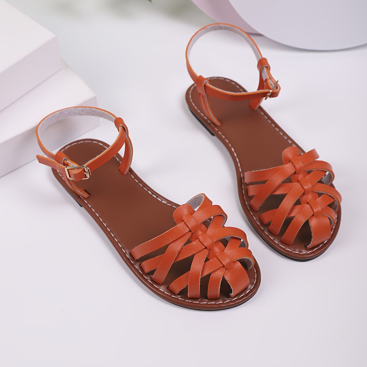 Women's Summer Woven Leather Casual Roman Sandals