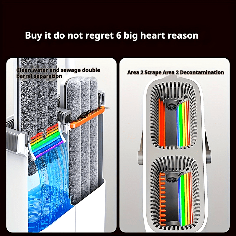 Yorqin toza uy uchun kerak bo'lgan hamma narsani bu to'plam bilan oling, unga 2 ta tekis mop, 4 ta mop mato va qulay kova kiradi. CP uslubi va kamalak rangli chizilgan dizayni bilan qo'lsiz yuvish flat mop tozalashni osonlashtiradi, uzun tutqich bilan esa