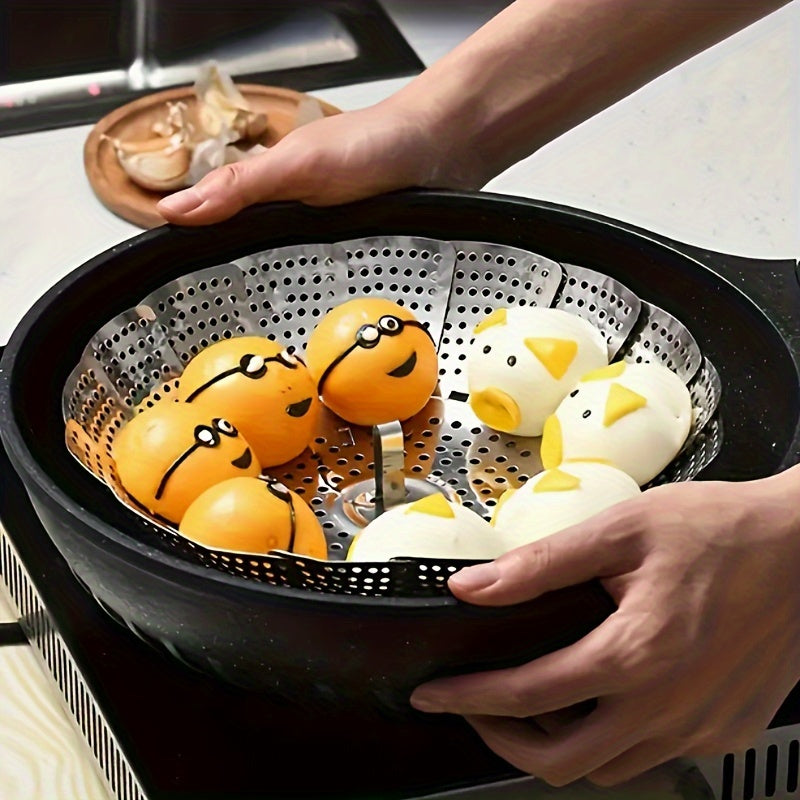 Stainless Steel Vegetable Steamer Basket Adjustable Foldable for Healthy Cooking