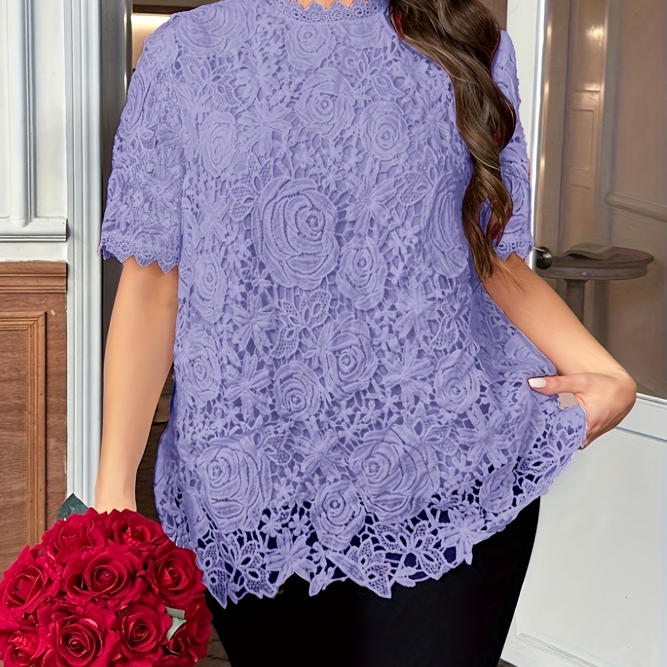 Plus o'lcham ayollar uchun korsetli tasmali orqa tugma old kiyim, yengil, yarim shaffof top