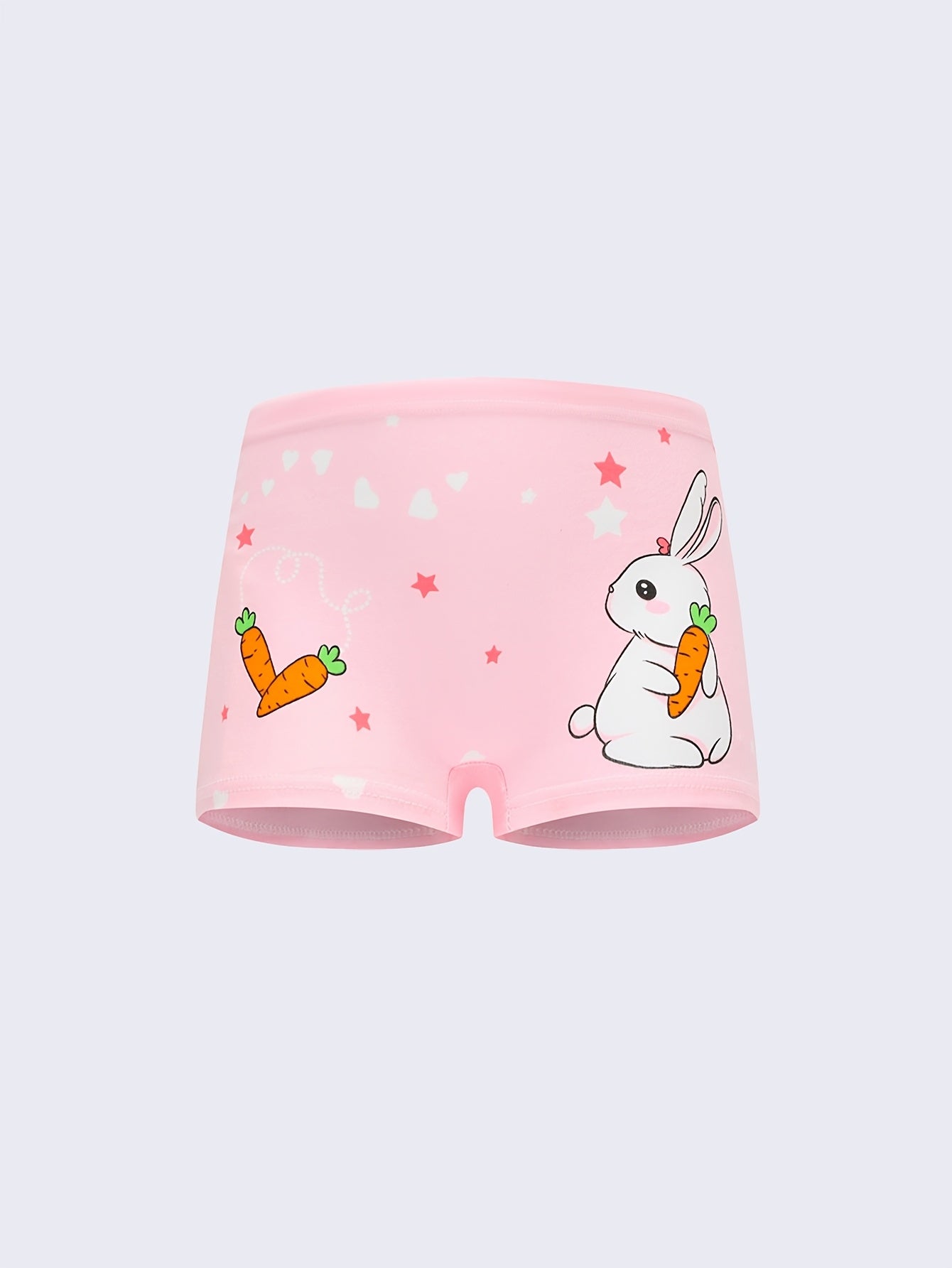 4-Pack Girls Cotton Cartoon Print Boxer Briefs Soft Breathable Medium Stretch Knit Fabric Kids Underwear