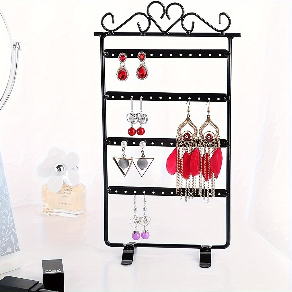 Organizador de pendientes de metal con 48 ranuras, torre de joyería de escritorio duradera con recubrimiento en polvo