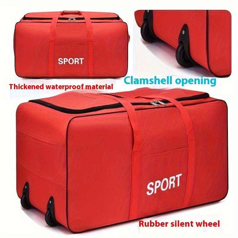 Extra Large Waterproof Storage Bag with Silent Wheels and Zipper Closure for Travel and Dorm Storage