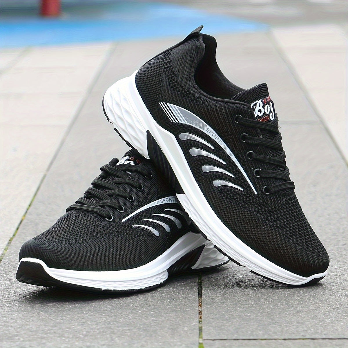 Men's Mesh Striped Sneakers for Casual Sports and Outdoor Activities