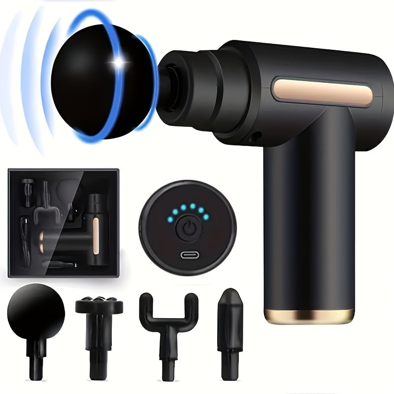 Mini Electric Massage Gun for Neck and Body Muscle Relaxation with USB Charging and Accessories