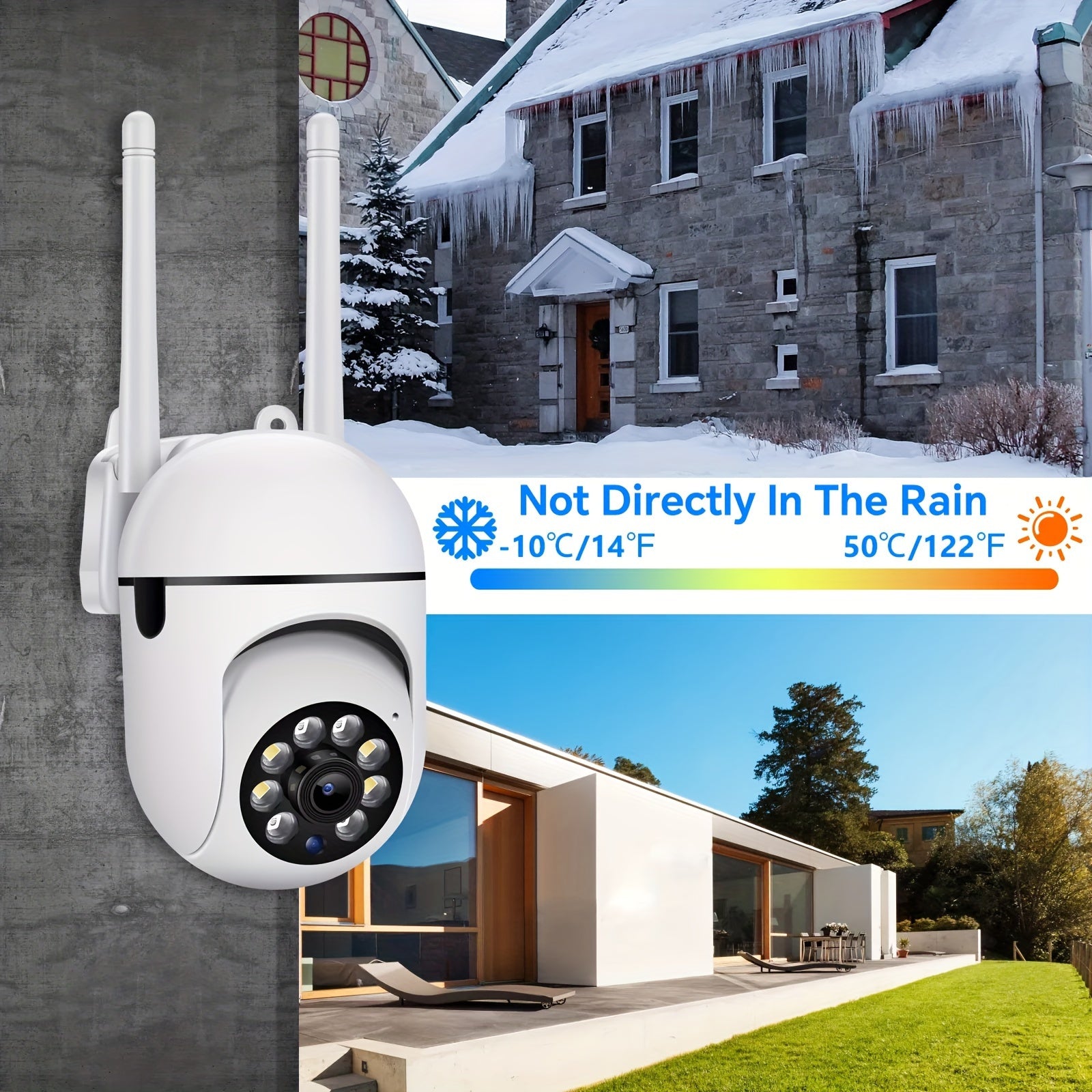 1080P HD Spherical Wireless Security Camera with Night Vision Motion Detection Two-Way Audio PTZ App Control USB Powered