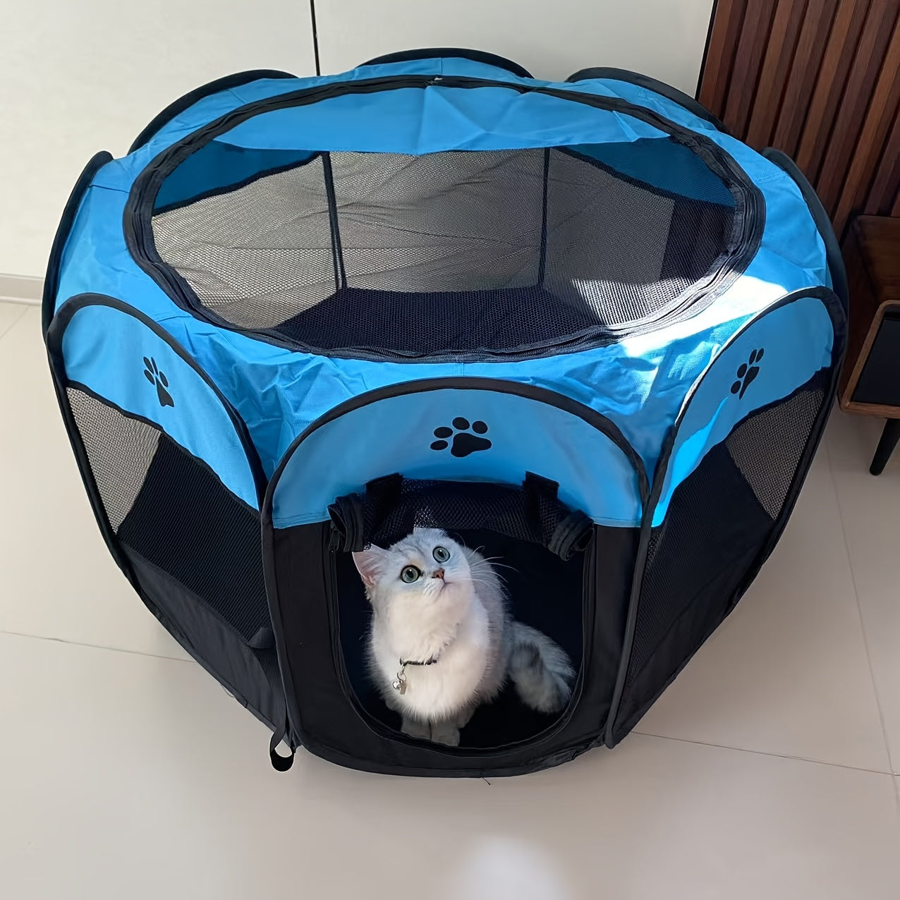 Eight-Sided Foldable Pet Cage for Dogs and Cats Made of Durable Oxford Cloth