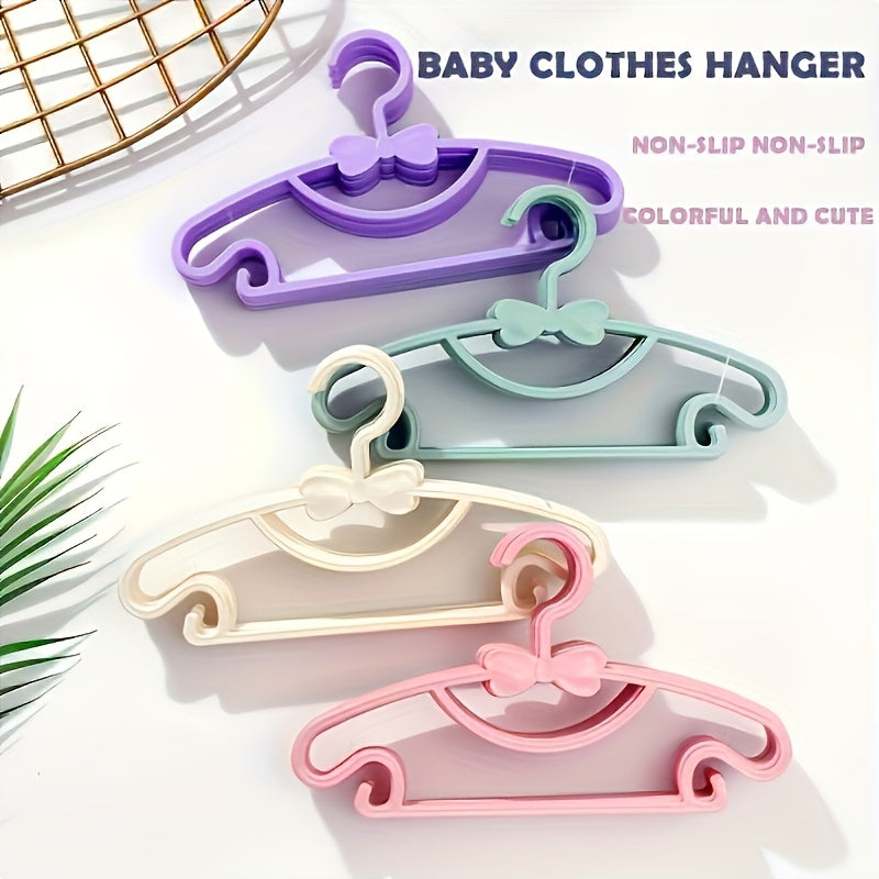 Set of 10 Plastic Baby Hangers with Bow Design for Nursery and Kids Room