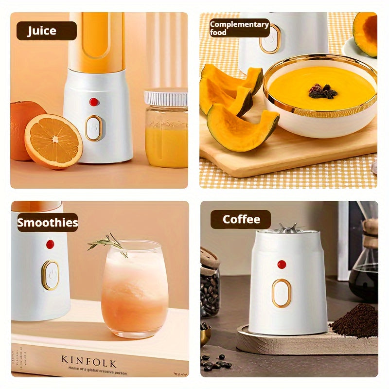 Dual Cup Portable Electric Juicer Set USB Rechargeable Lithium Battery Operated for Travel and Home