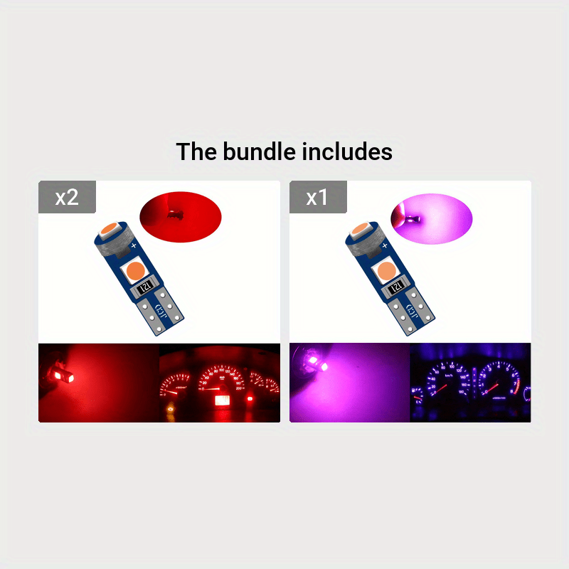 10 piezas de luces LED T5 para tablero de coche, lámpara interior, 12V, blanco brillante