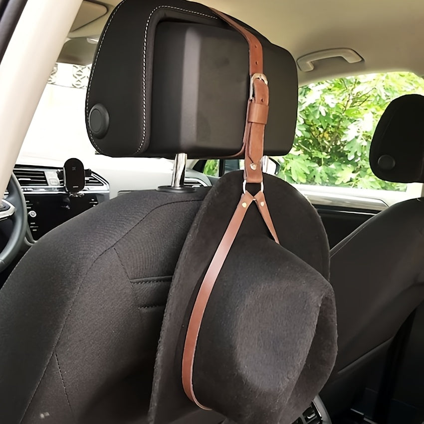Faux Leather Car Hat Rack Seat Organizer Stylish Secure Easy Installation