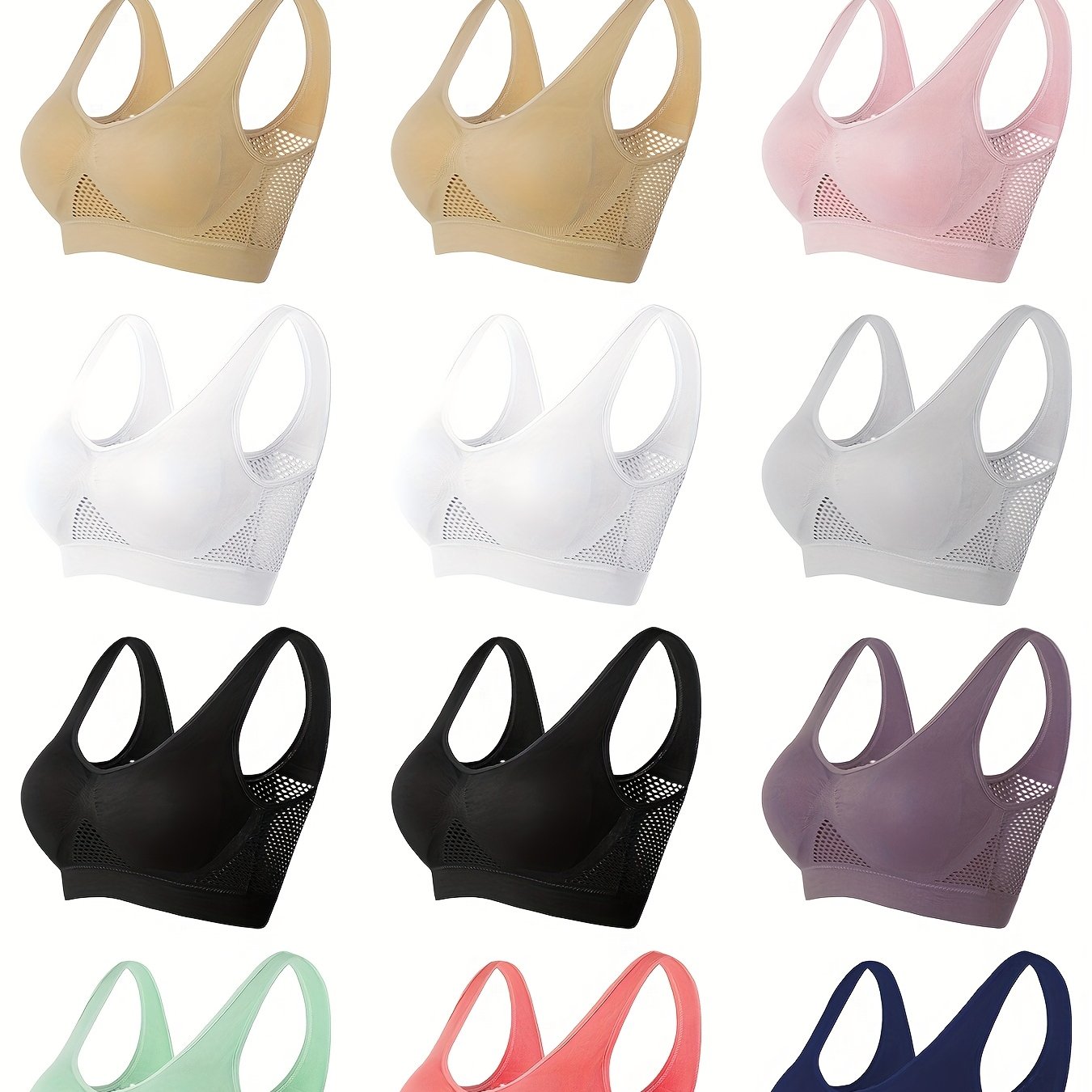 Plus o'lcham yuqori qo'llab-quvvatlash simsiz sport bralar yostiqlangan tarmoq nafas oladigan