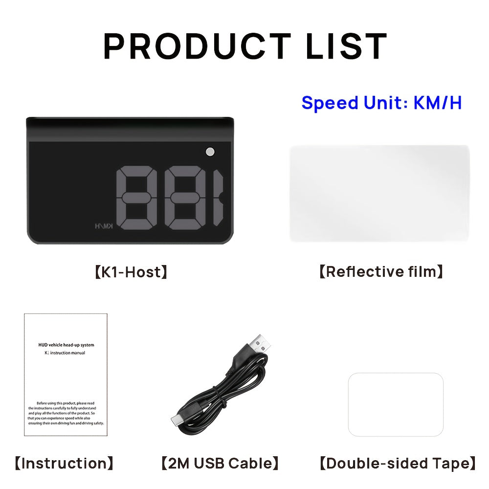 Car Head-Up Display Speedometer with Auto Brightness USB Powered Fits All Models