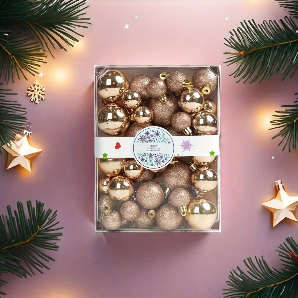 Paquete de 42 adornos de Navidad de glitter dorado de plástico para árbol navideño