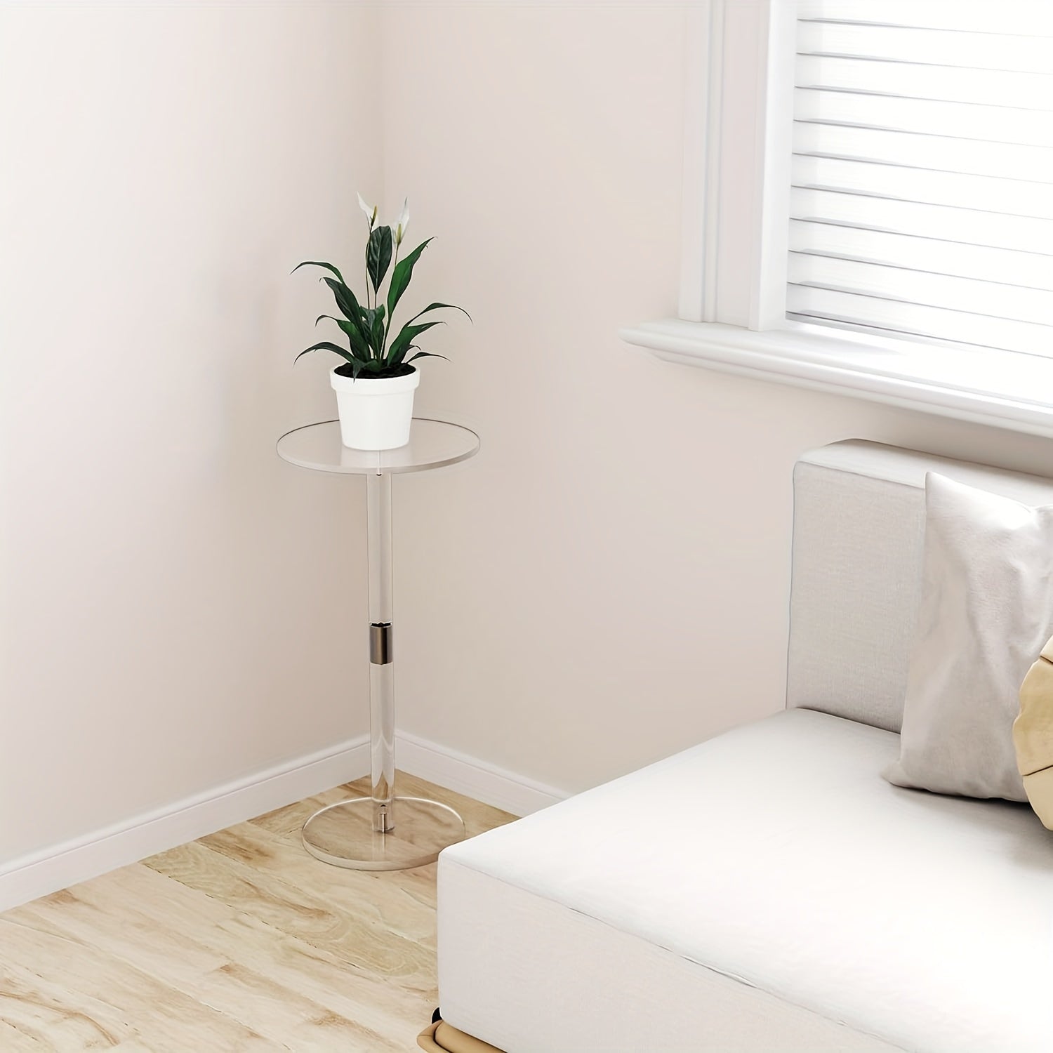 Transparent Acrylic Tea Table Small Round Nordic Style Space-Saving Home Decor