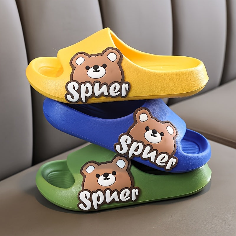 Kids Cartoon Bear Slippers Lightweight Non-Slip EVA Casual Home Shoes for Boys and Girls