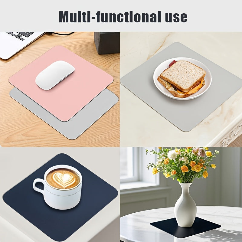 Faux Leather Mouse Pad Waterproof Scratch-Resistant 18x20cm for Office Gaming