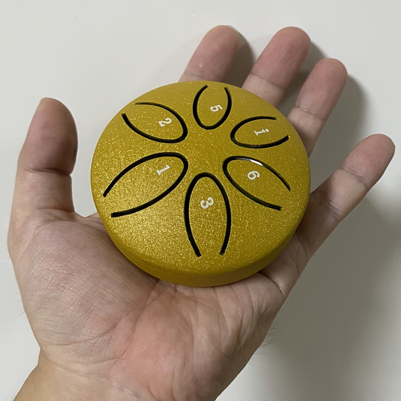 Mini tambor de lengua de acero de 6 notas, instrumento de percusión pequeño para meditación, yoga y relajación