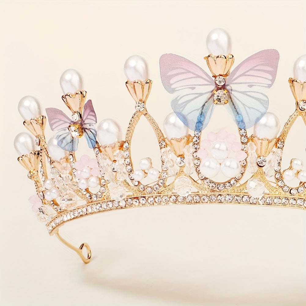 Butterfly Rhinestone Tiara Fairy Crown for Wedding Prom Birthday Daily Wear