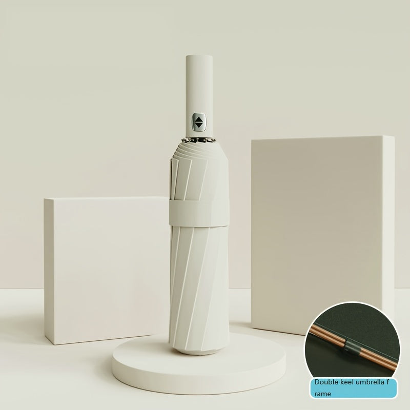 Unisex Automatic Umbrella with 24 Reinforced Ribs Foldable Portable for Rain and Sun