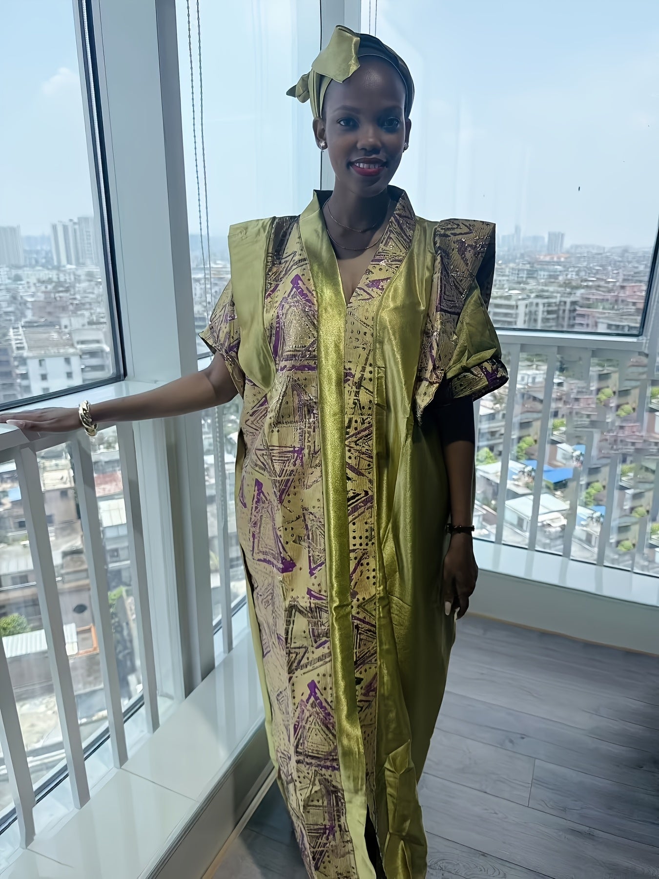 Plus Size Women's V-Neck Long Dress Color Block Asymmetrical Hem Lightweight Dress