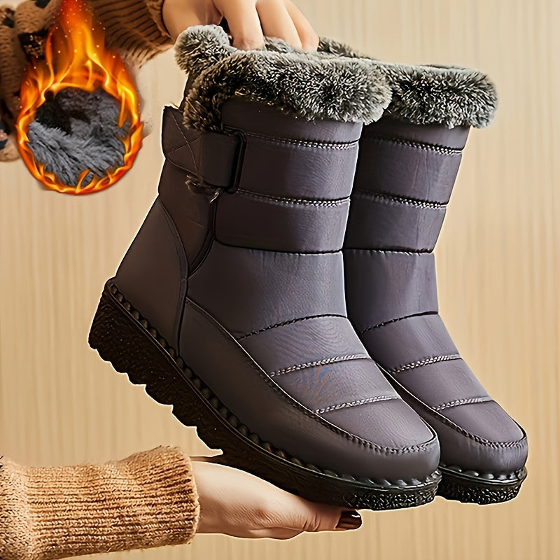 Women's Faux Fur Winter Boots Thick Sole Ankle Snow Boots