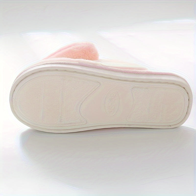 Zapatillas de patrón de corazón para mujer, invierno, forro de pelo sintético antideslizante, calzado de felpa para interiores