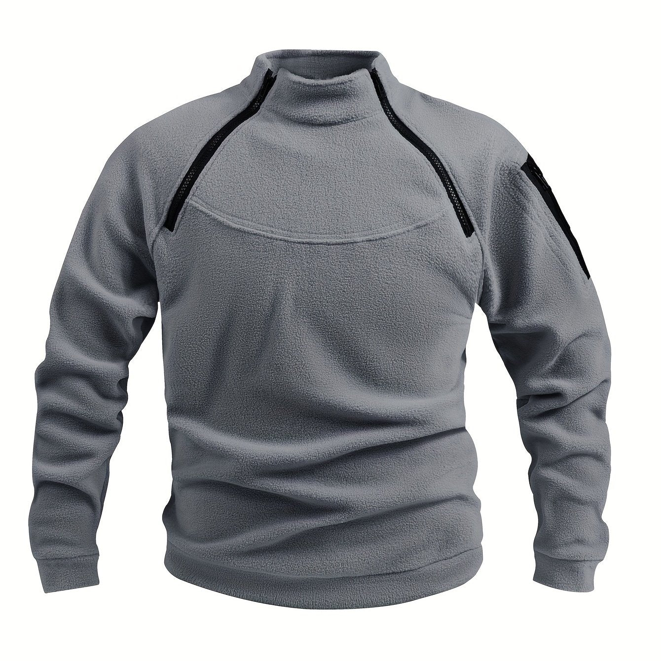 Men's Polyester Fleece Hoodie Zipper Stand Collar Solid Color Spring Fall Casual