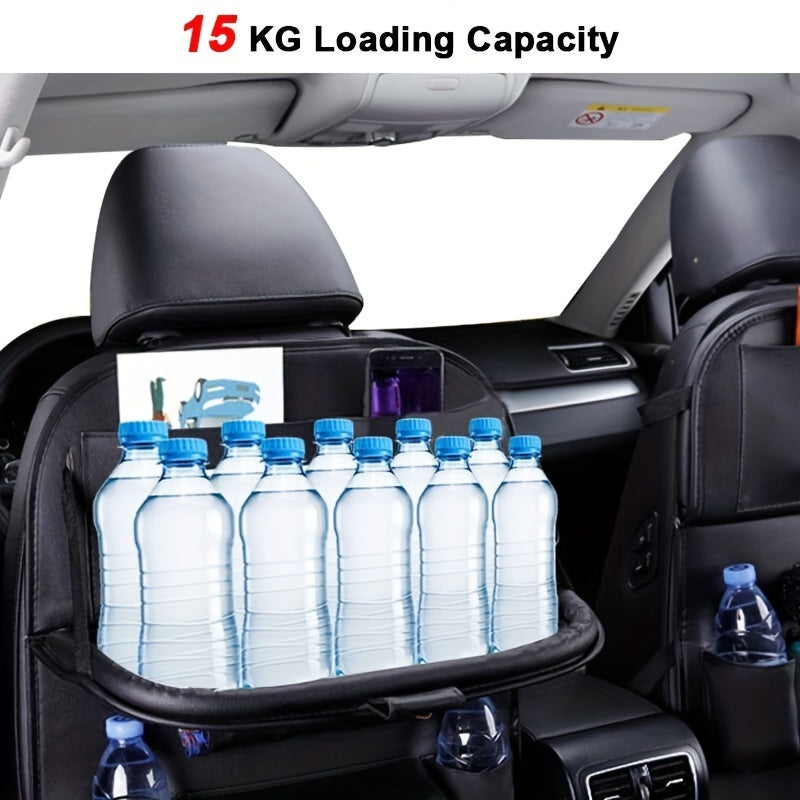 Back Seat Organizer with Foldable Tablet Tray and Cup Holders for Cars