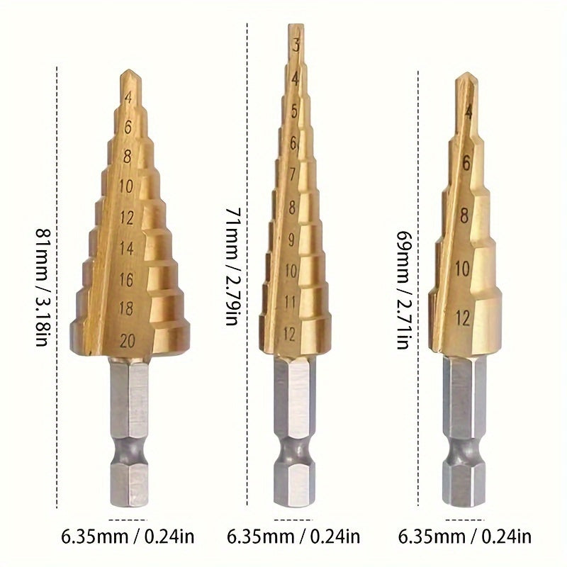Titanium Step Cone Drill Bits Steel Metal Hole Saw Set