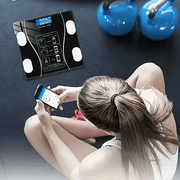 Wireless Body Weight Scale LCD Display Body Monitoring App Sync Temperature Battery Operated