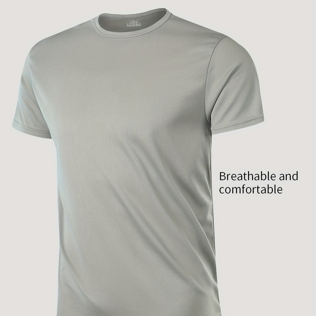 Men's Quick-Dry Athletic T-Shirt Breathable Moisture-Wicking Solid Color Crew Neck for Gym Running