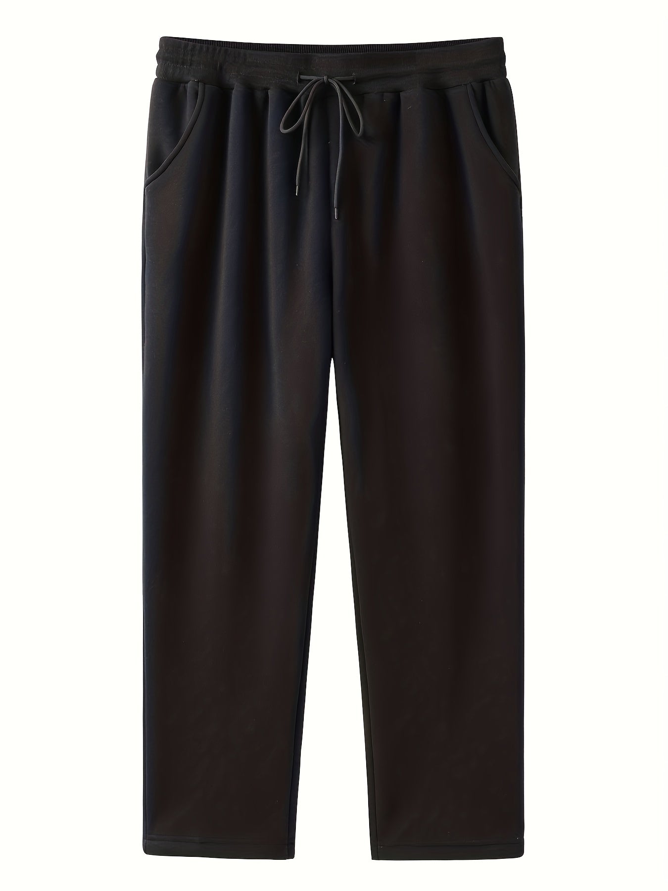 Мужские спортивные штаны с флисовой подкладкой, свободного кроя, однотонные, увеличенного размера