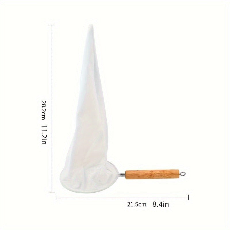 Reusable Coffee Filter Mesh with Wooden Handle Non-Woven Fabric