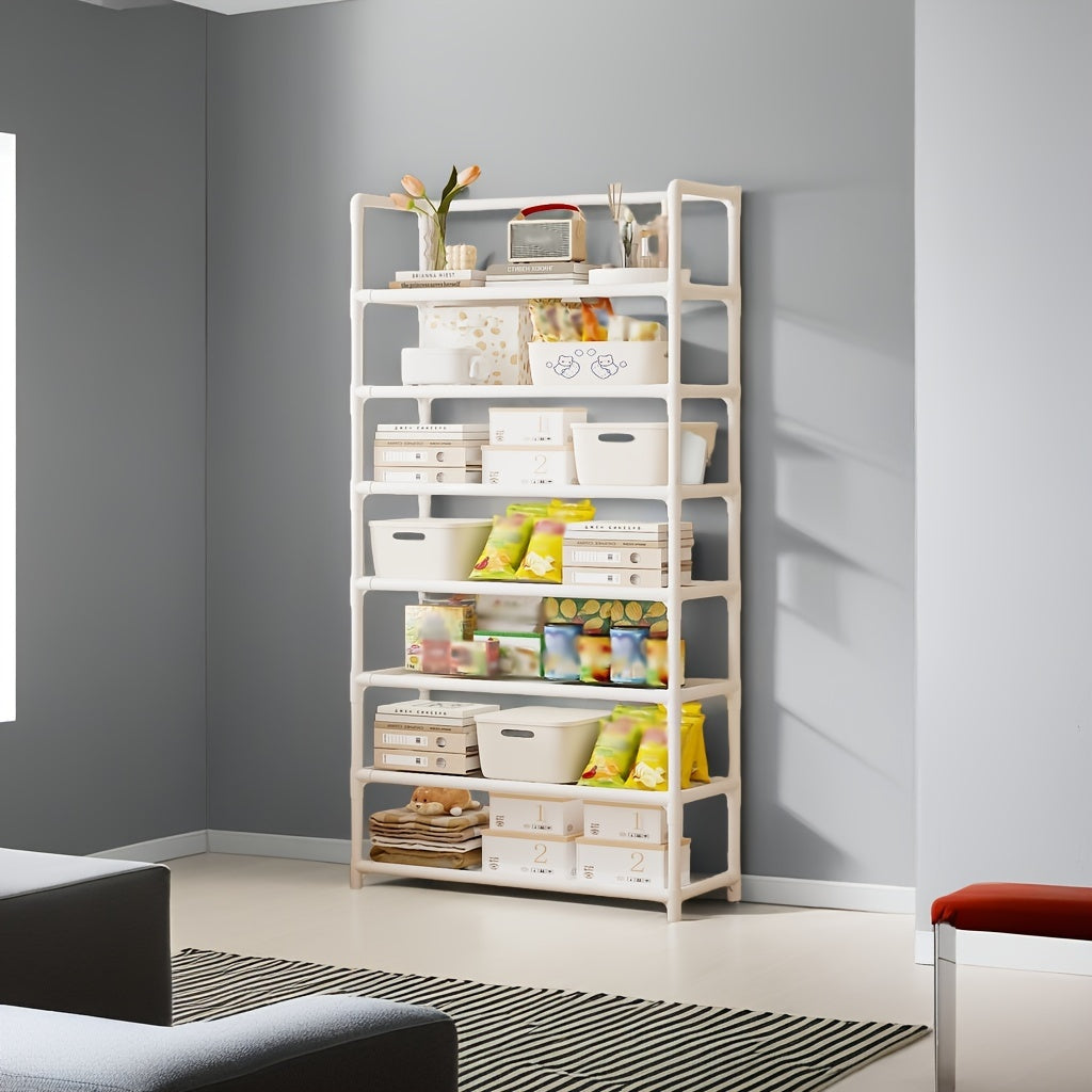 7-Tier Metal and Plastic Storage Organizer Rack for Kitchen Bedroom Living Room