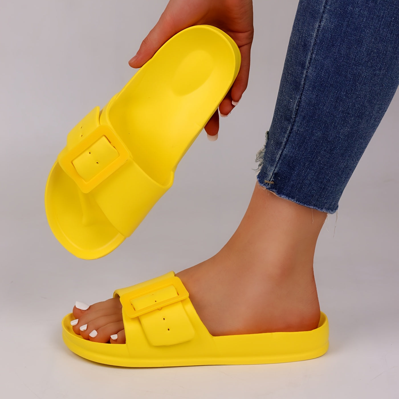 Women's EVA Slide Sandals Open-Toe Beach Shoes Pink Casual Flats