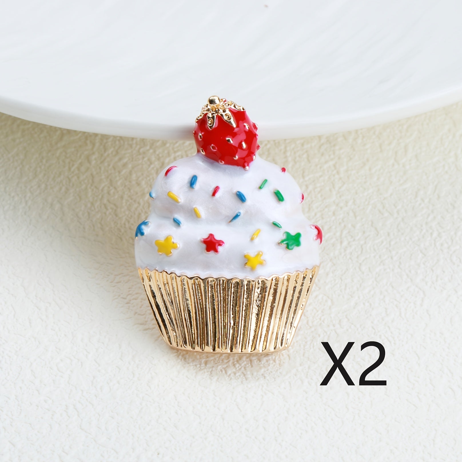 Christmas Cupcake Brooch Pin Enamel Holiday Jewelry Gift for Women