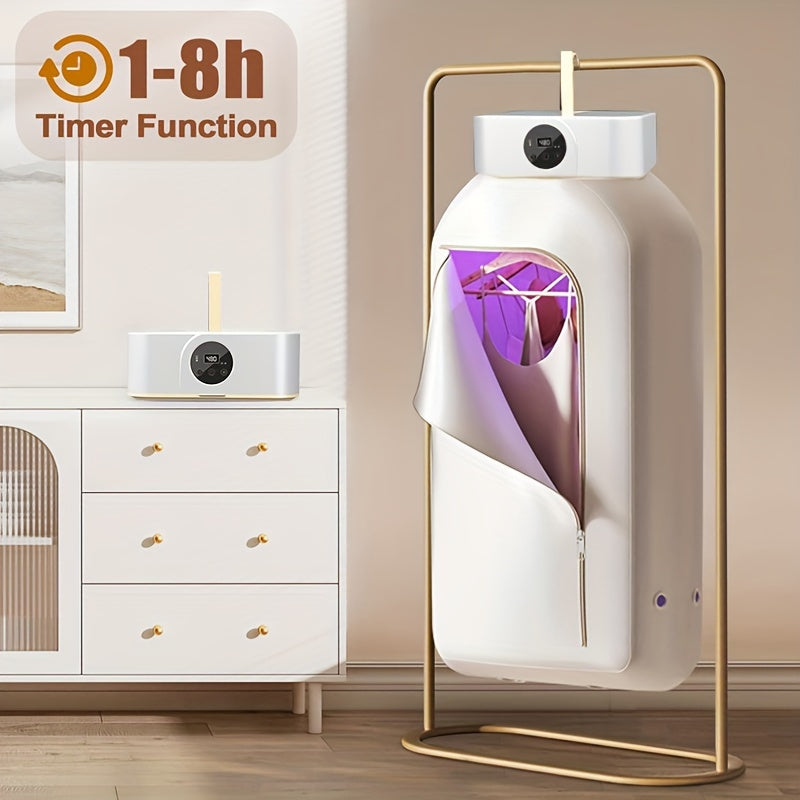 Foldable Clothes Dryer with UV Sterilization Quick Dry Space-Saving White and Gold