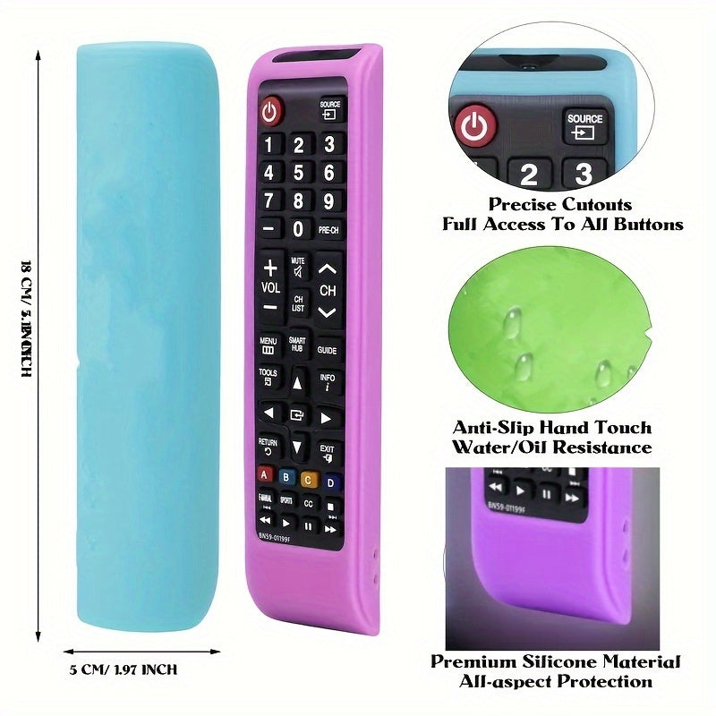 Silicone Remote Control Cover for Samsung Smart TV Shockproof Dustproof with Lanyard and Glowing Button