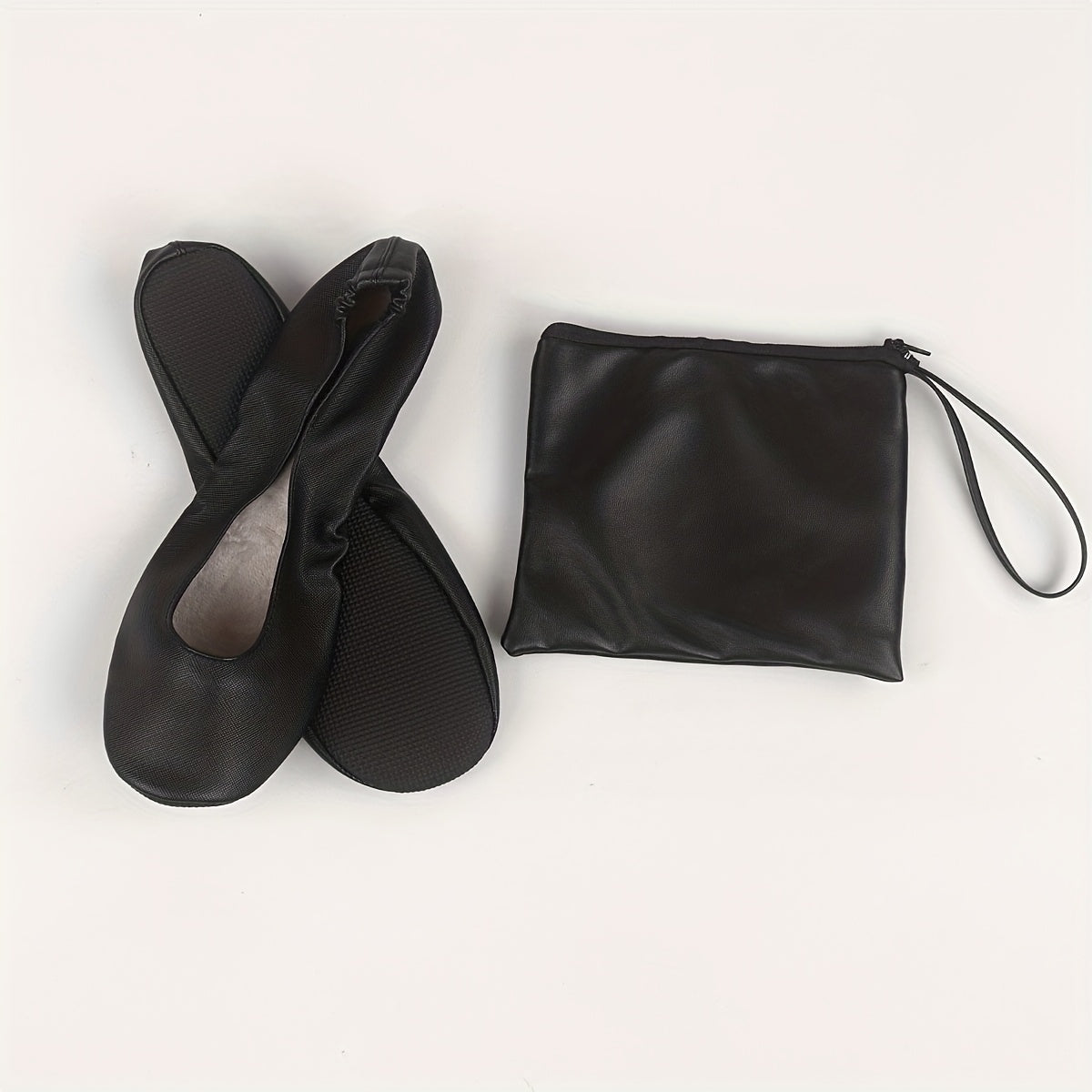 Zapatos de baile suaves, ligeros y plegables para interior con patrón de cruz en negro para mujer