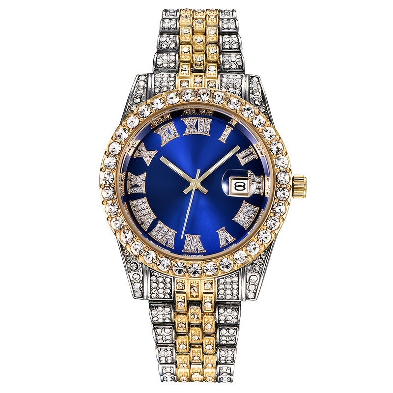 Women's Steel Band Vintage Quartz Watch with Rhinestone Dial