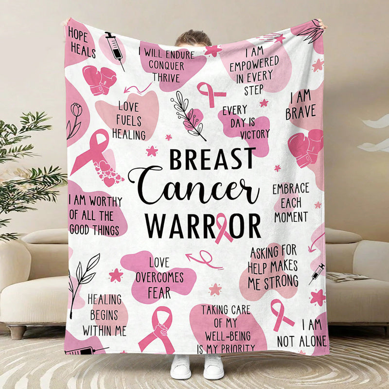 Pink Breast Cancer Awareness Throw Blanket for Survivors and Supporters All-Season Flannel Bedding
