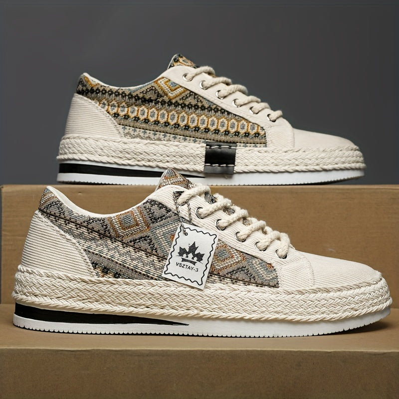 Men's Canvas Skate Shoes Lace-Up Casual Sneakers Street Style Round Toe