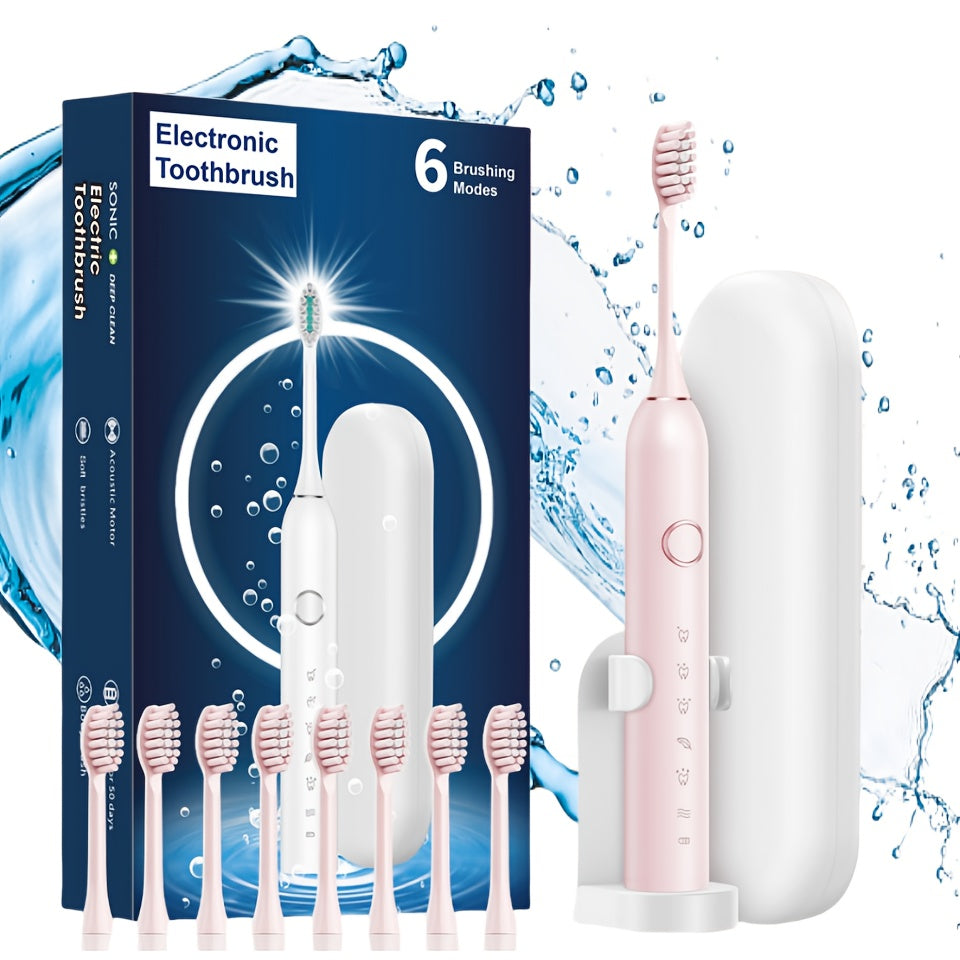 Portable Sonic Electric Toothbrush with 6 Modes, USB Rechargeable, Travel Use