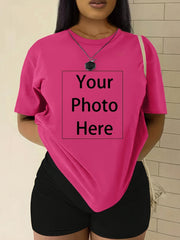 Unisex Printed Crew Neck T-Shirt Polyester Blend All-Season Plus Size