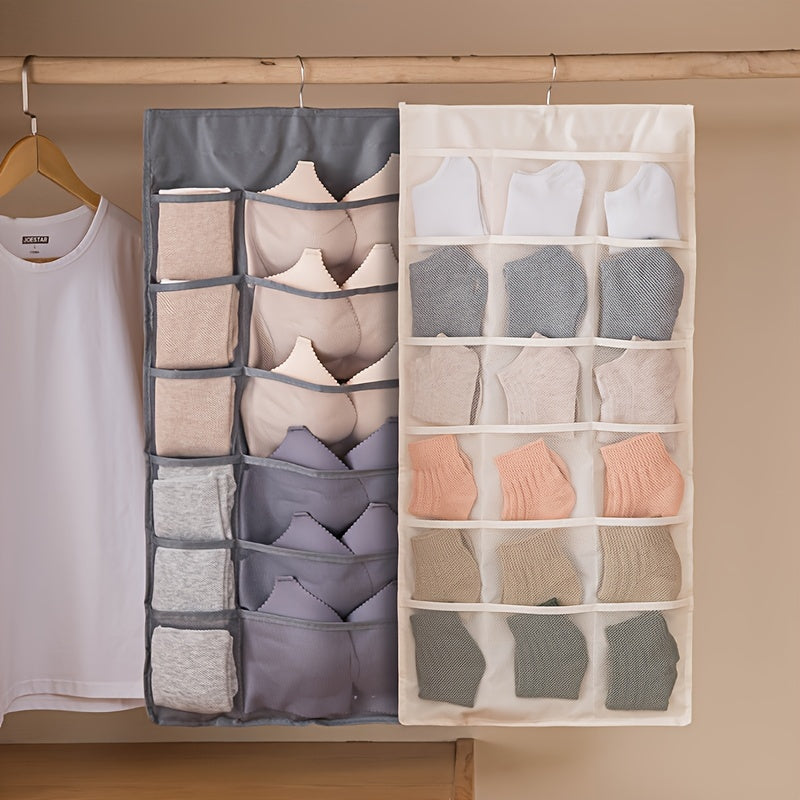 Double-Sided Hanging Organizer for Bras and Underwear with Multiple Compartments