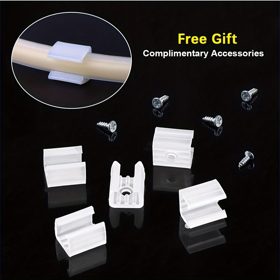 1 упаковка 220В COB гибкой светодиодной ленты с 288 светодиодов/м, 12Вт/м. Режущаяся 1м светодиодная лента для наружного освещения сада для кухни и спальни, включает бесплатные аксессуары и 1,2м EU штепсель с выключателем.